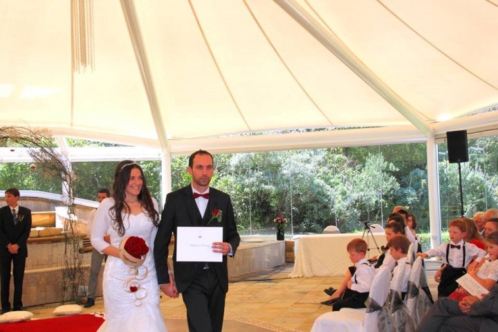 Luke and Anda walking out of ceremony